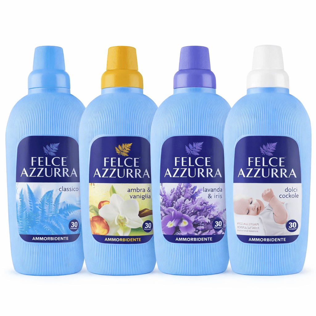 Омекотител Felce Azzurra Classico 2 л", "Омекотител Felce Azzurra Ambra e Vaniglia 2 л", "Омекотител Felce Azzurra Lavanda e Iris 2 л", "Омекотител Felce Azzurra Pura Freschezza 2 л", "Омекотител Felce Azzurra Dolci Coccole 2 л"