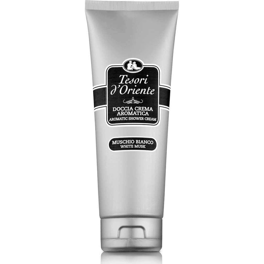Tesori d'Oriente Muschio Bianco Bath Cream в елегантна опаковка, крем за вана с бял мускус.
