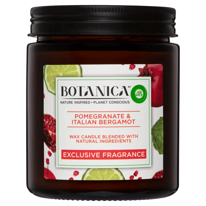Botanica by Air Wick свещ Pomegranate & Italian Bergamot – буркан 205 г