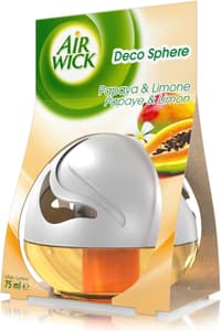 Front: Air Wick Deco Sphere Papaya & Lemon 75 ml – предна страна на опаковката