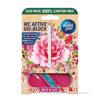 Опаковка на Ambi Pur WC Active Gel Block – Роза и Лилия

