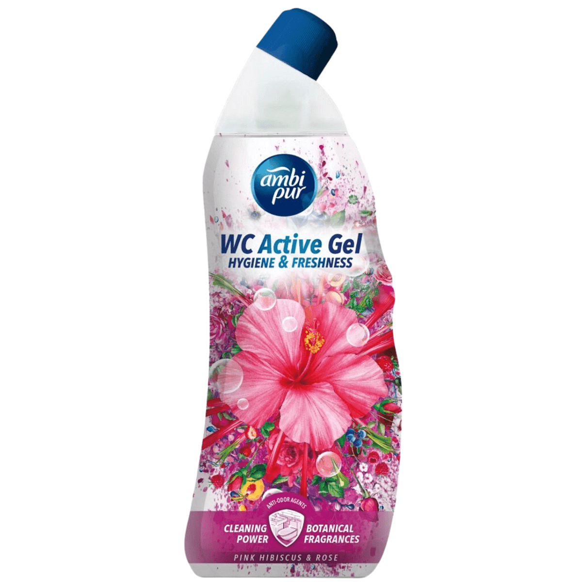 Ambi Pur WC Active Gel Pink Hibiscus & Rose 750 мл – гел за тоалетна, хигиена и свежест