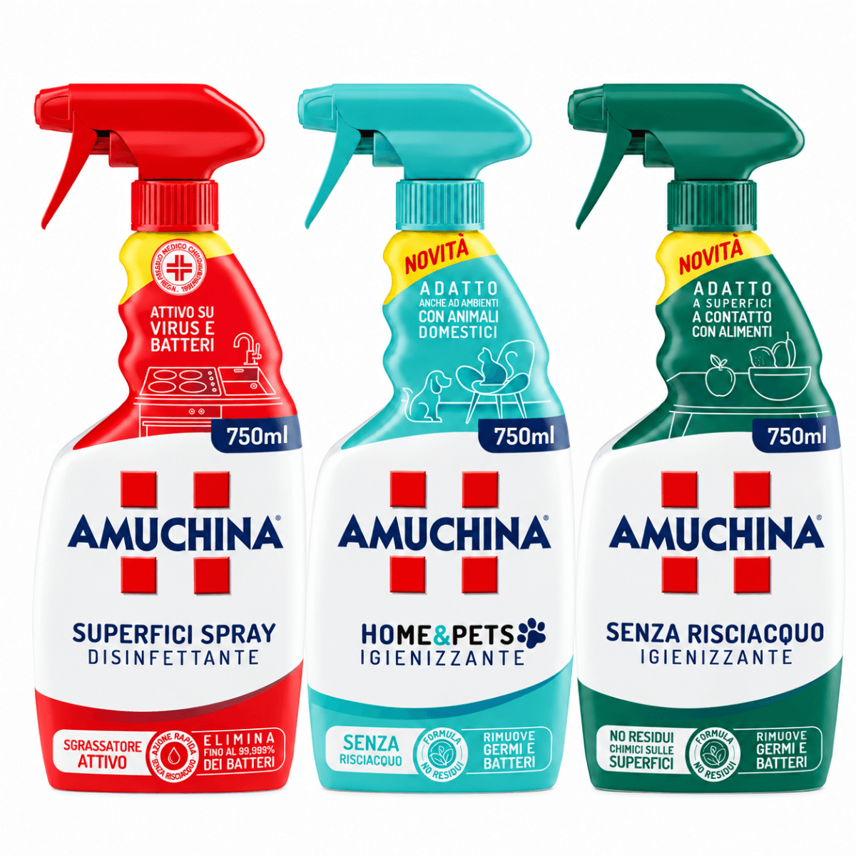 Хигиенизиращи Спрейове с Обезмаслител за Повърхности AMUCHINA 750 мл
