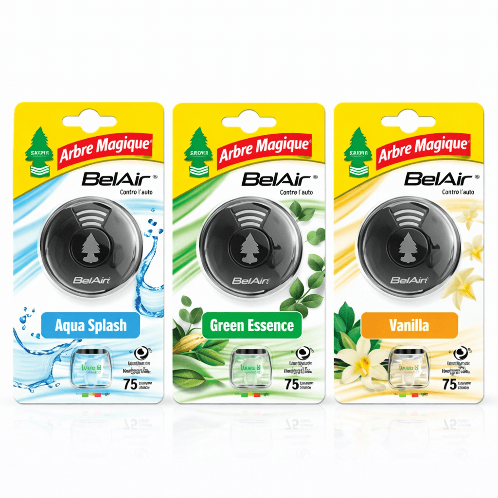 Изберете от разнообразие от аромати, включително Aqua Splash, Green Essence, Vanilla и други, за да създадете приятна и релаксираща атмосфера по време на вашите пътувания.