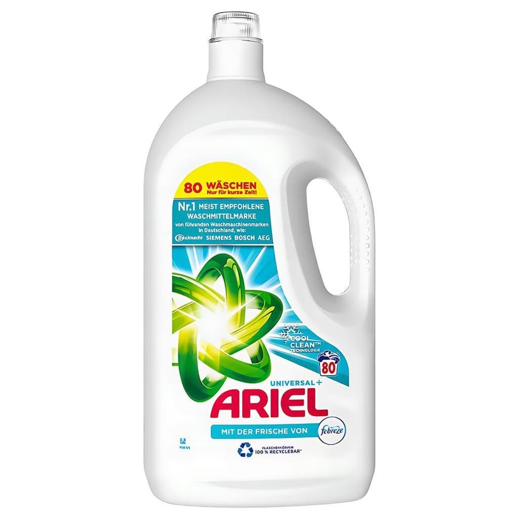 Ariel Universal + Febreze Cool Clean Течен Препарат за Пране 4 л