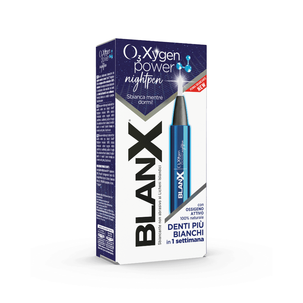"BlanX O₃Xygen Power Nightpen – избелваща писалка за зъби, 2,5 мл, предна страна"​
