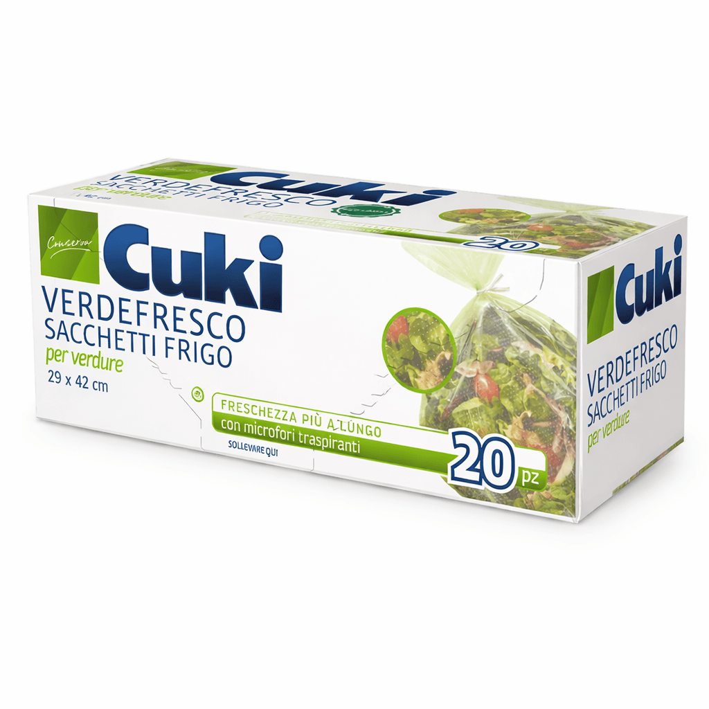 Пликове за зеленчуци Cuki Verdefresco 29×42 см с микроперфорация за контрол на влажността.