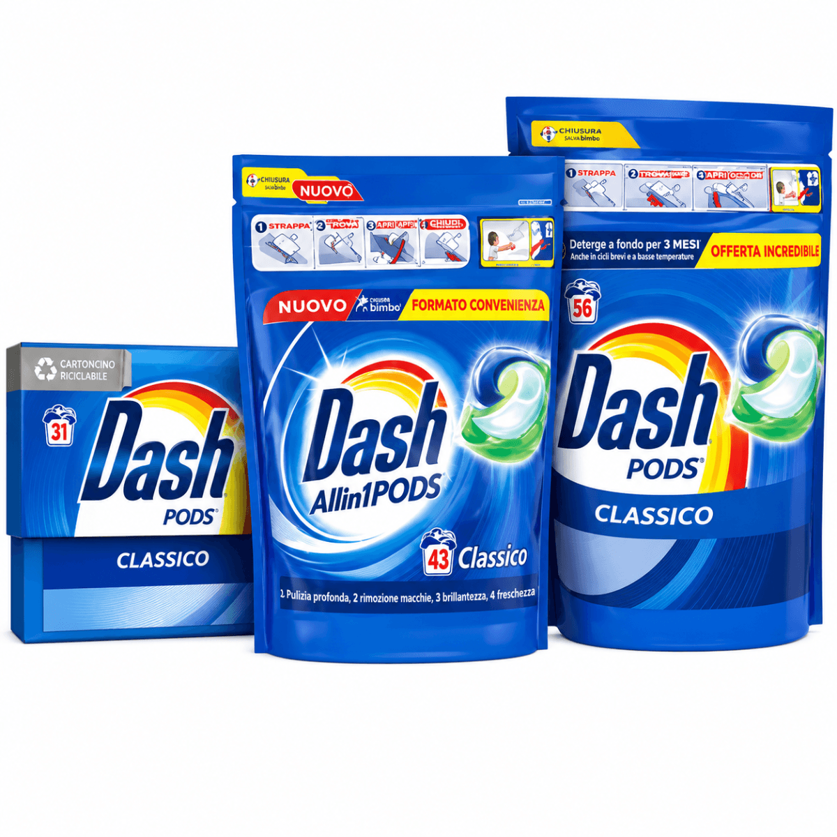 Капсули за пране Dash All in 1 PODS Classic различни ваиранти с брой капсули