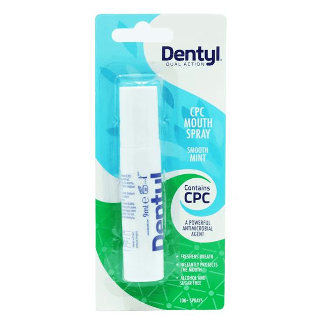Dentyl Dual Action CPC Mouth Spray Smooth Mint – опаковка отпред, 9 мл