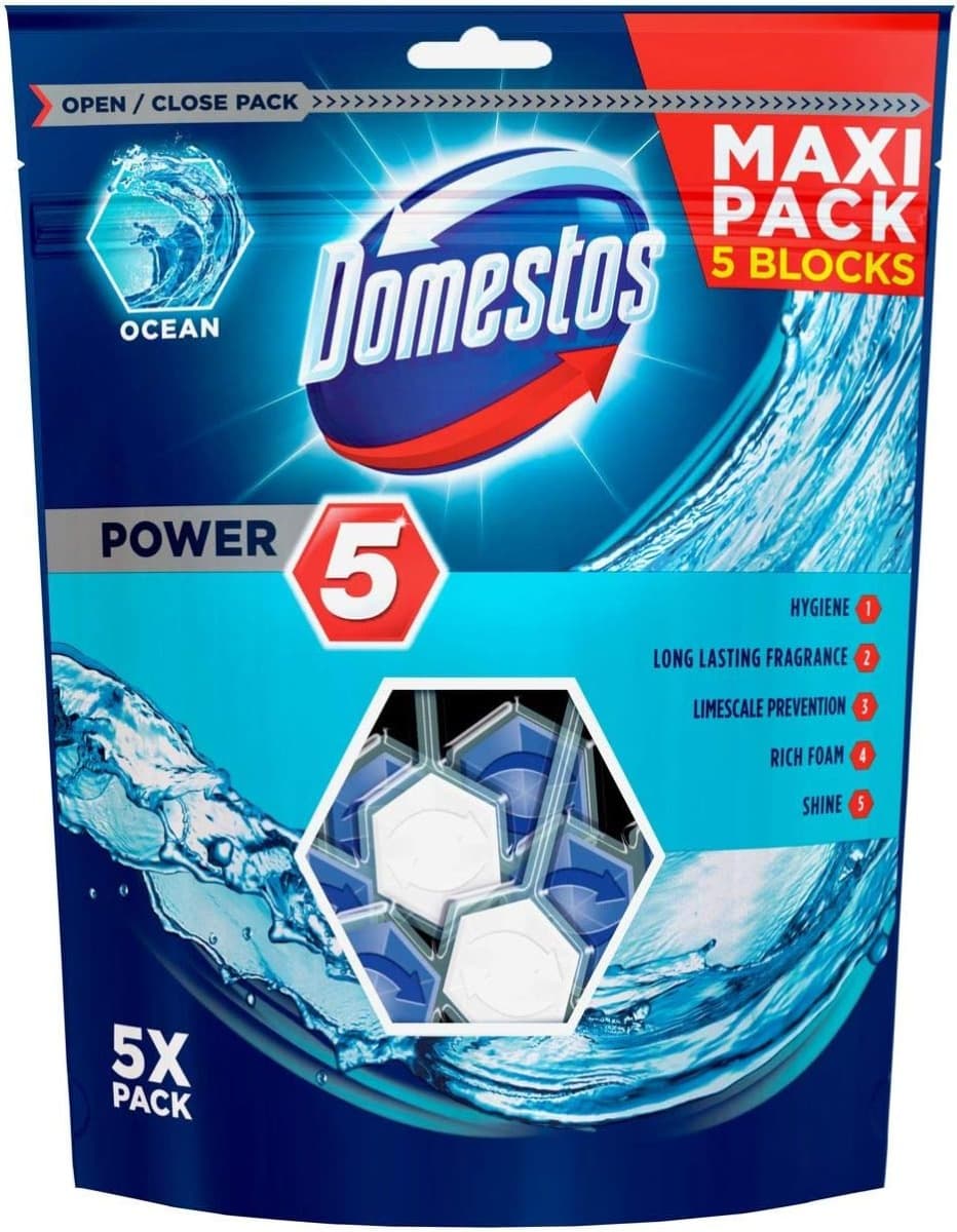 Domestos Power 5 Ocean – опаковка с 5 тоалетни блока