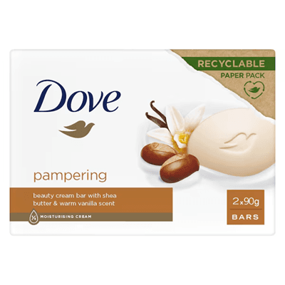 Dove Beauty Cream Bar Pampering – опаковка отпред, 2 x 90 г

