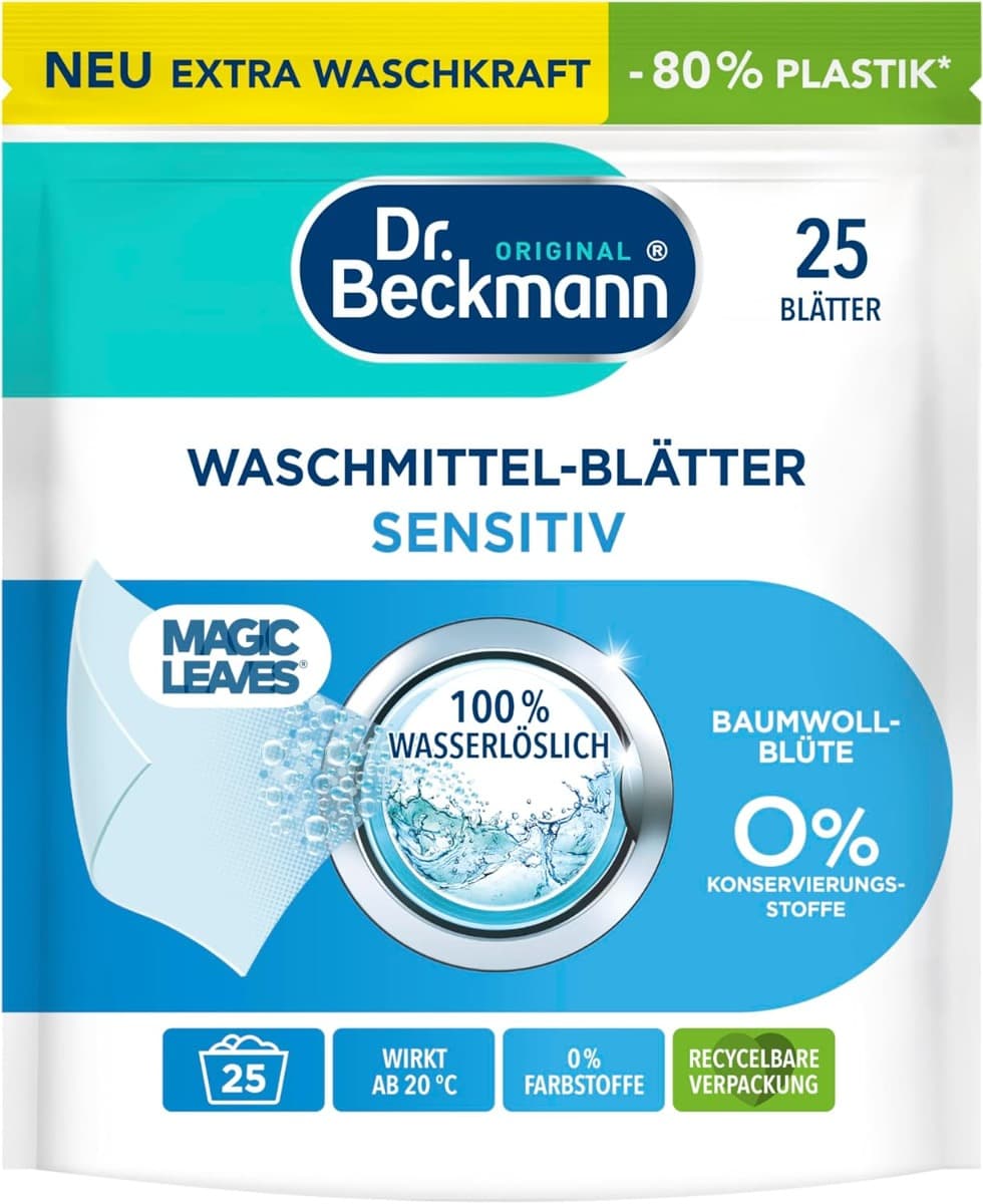 Dr. Beckmann Sensitive Laundry Detergent Sheets – Cotton Blossom, опаковка отпред