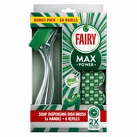Fairy Четка за миене на съдове с дозатор и резервни гъби 6 бр