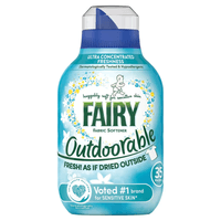 Fairy Outdoorable омекотител 490 ml – опаковка с прасковен аромат и еко дизайн
