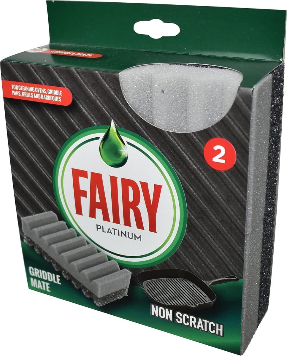 Опаковка Fairy Platinum Non‑Scratch Griddle Mate – 2 търкалки