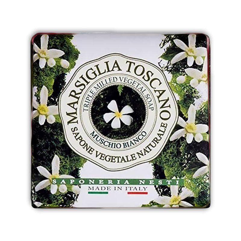 Nesti Dante Marsiglia Toscano Muschio Bianco Natural Scented Soap в елегантна опаковка, натурален сапун с изтънчен аромат на бял мускус (200 г).

