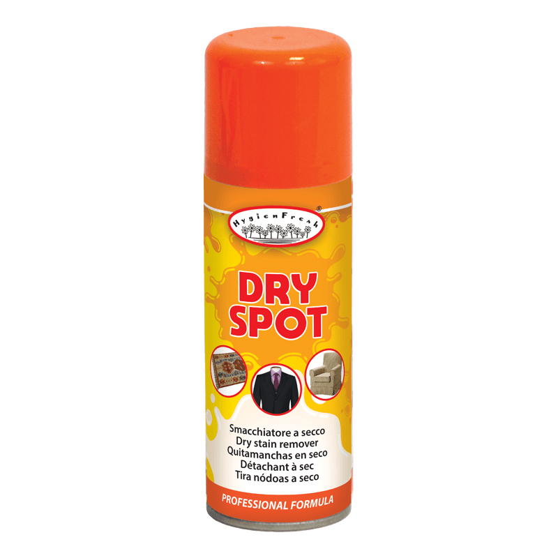Dry Spot в опаковка, спрей за премахване на петна от текстил.
