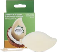 Опаковка на Herbal Essences Cleanse & Volume Coconut Oil Shampoo Bar, показваща компактната форма и екологичен дизайн с кокосово масло.