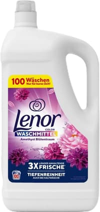 Lenor Amethyst – Течен перилен препарат за цветно пране 5 L / 100 пранета - предна страна на бутилката