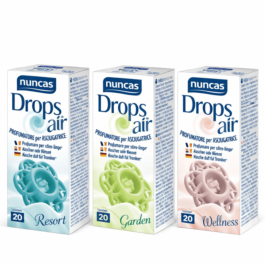 Nuncas Drops Air – Парфюм за сушилня – флакони с аромати Resort, Wellness, Garden