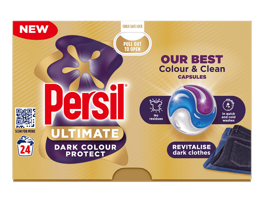 Persil Ultimate Dark Colour Protect капсули за пране – 24 пранета, опаковка отпред

