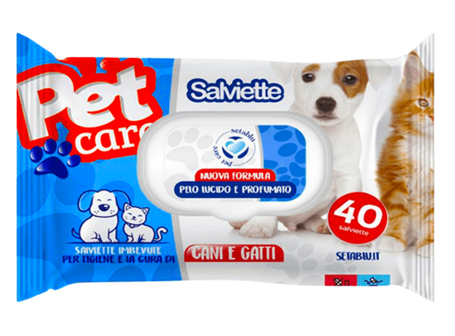 Setablu Pet Care мокри кърпички за домашни любимци – опаковка 40 бр.