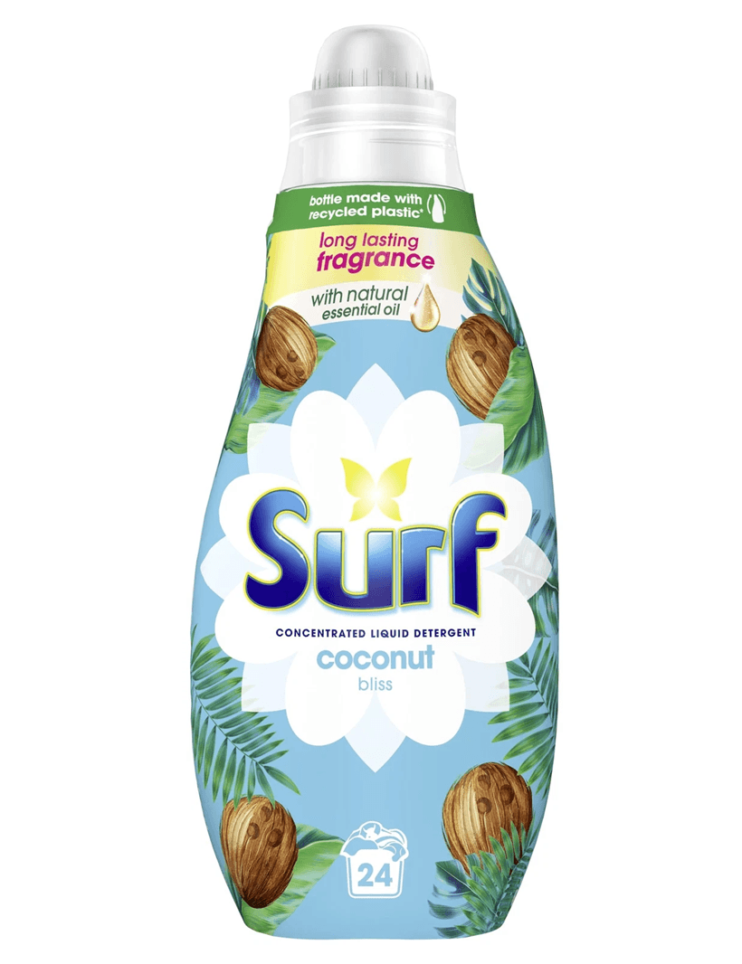 Surf Coconut Bliss Универсален Перилен Гел Кокос и Ванилия - Предна част на опаковката 875 ml