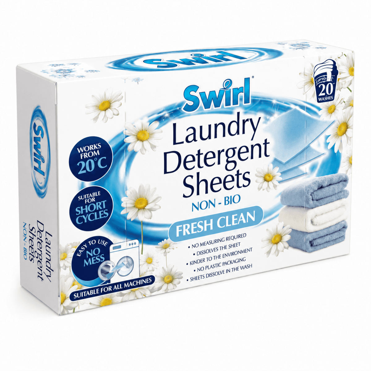 Опаковка Swirl Laundry Detergent Sheets Fresh Clean – 20 броя