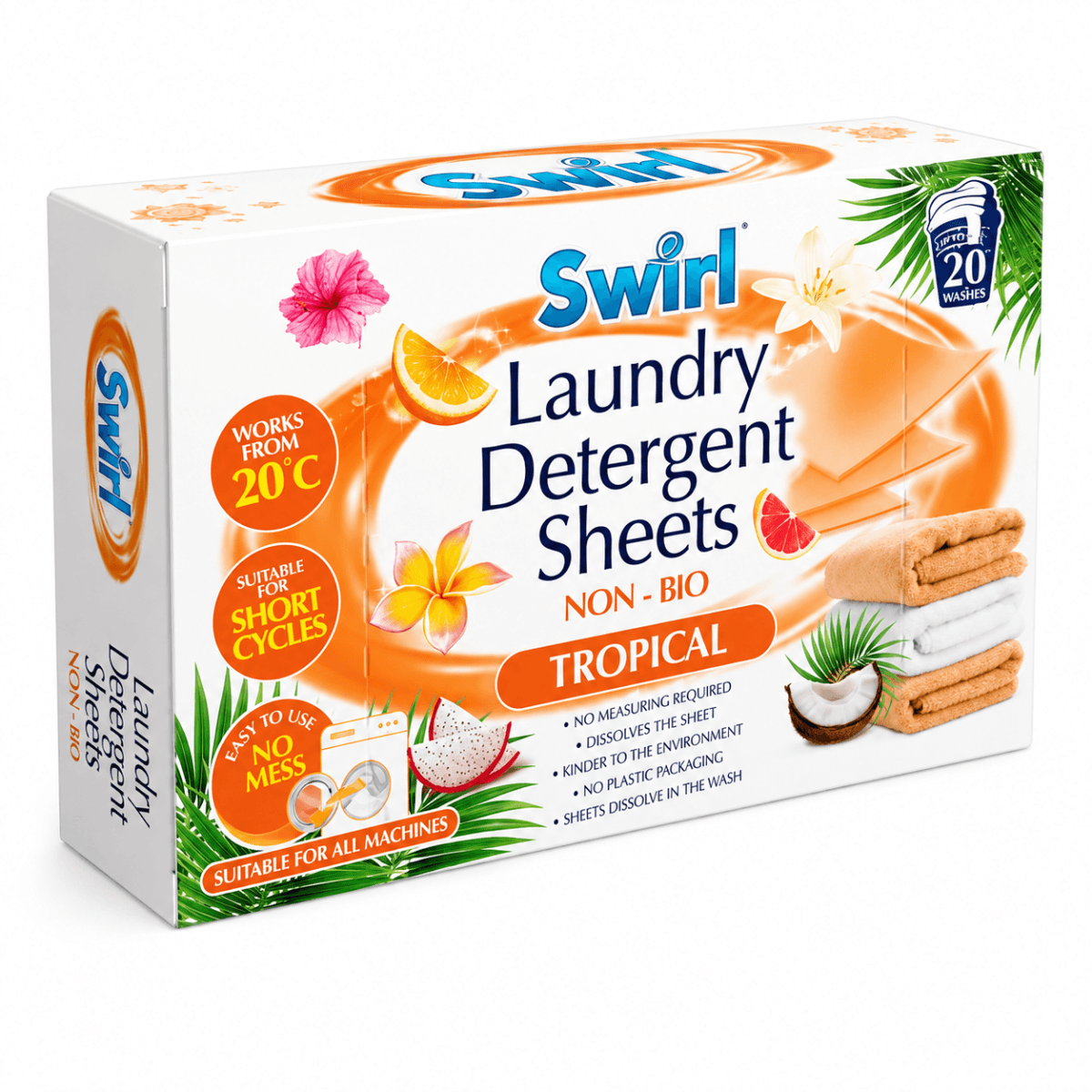 Swirl Tropical Non-Bio Перилни Листчета за Бели и Цветни Материи 20 бр