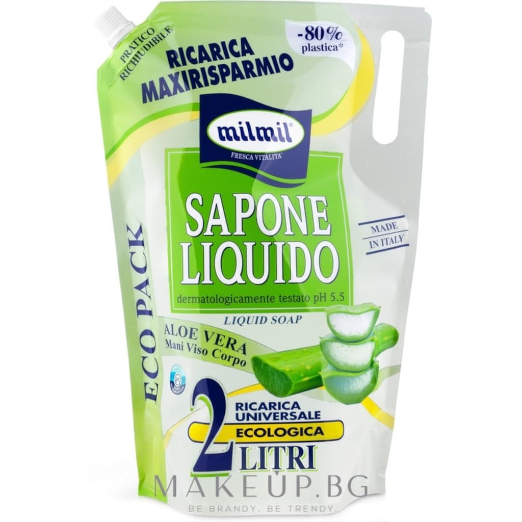 Mil Mil Liquid Soap Aloe Vera Maxi Refill в голяма опаковка за презареждане, 2000 мл.
