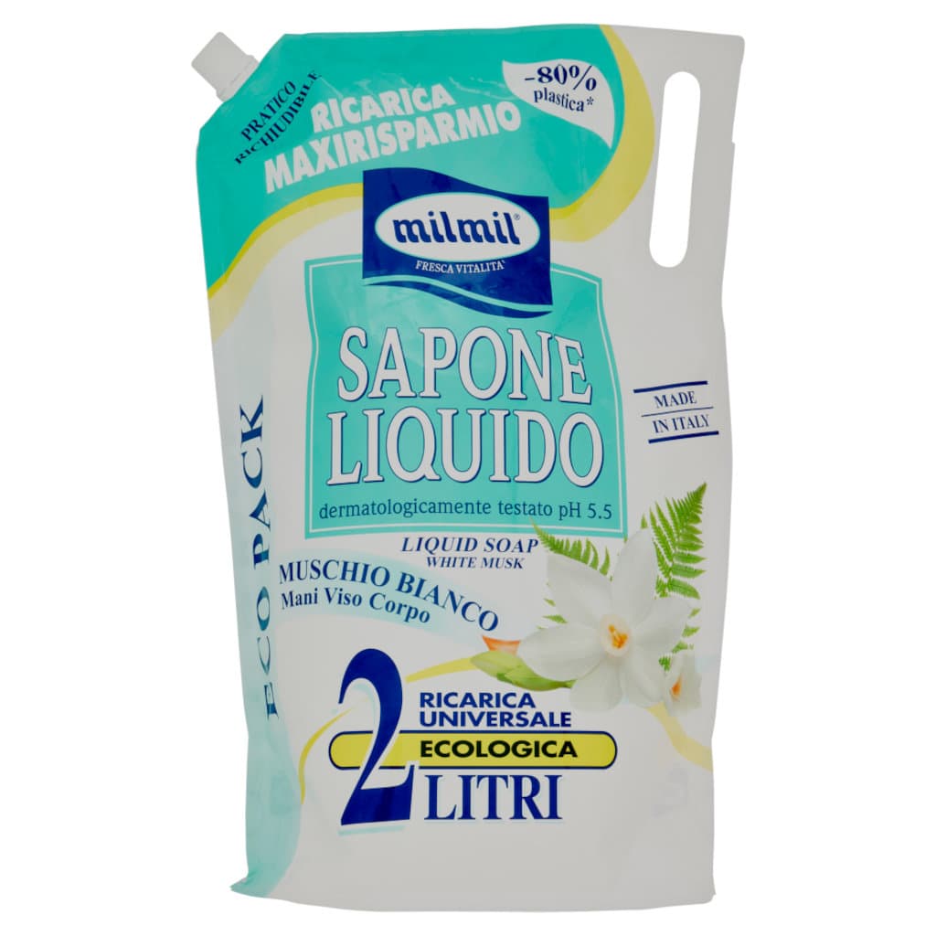 Mil Mil Liquid Soap Muschio Bianco Maxi Refill в голяма опаковка за презареждане, 2000 мл.
