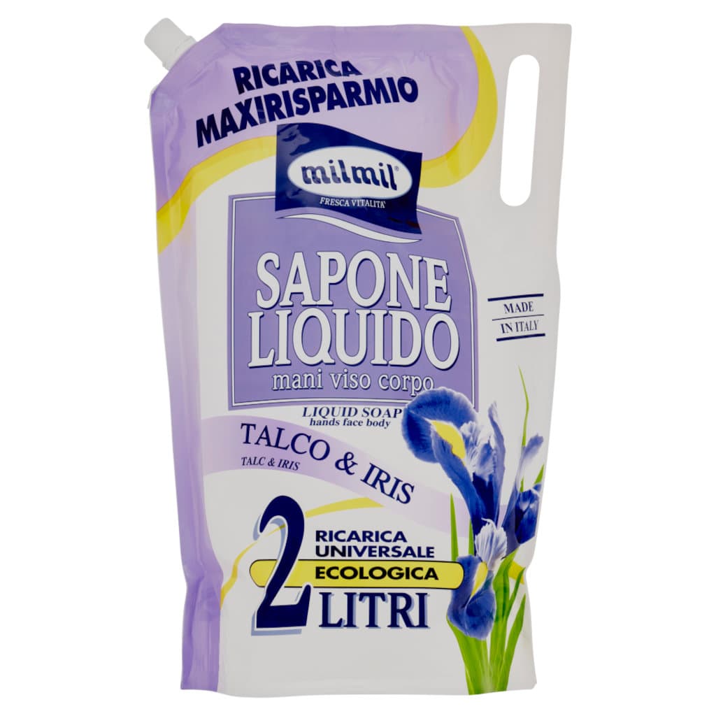 Mil Mil Liquid Soap Talco e Iris в голяма опаковка, 2000 мл.
