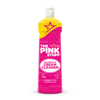 Бутилка на The Pink Stuff Miracle Cream Cleaner (500 мл), демонстрираща ефективността за почистване и полиране.