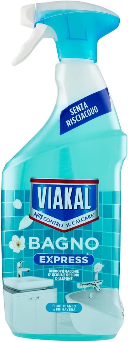 Viakal Bagno Express – спрей за почистване на баня с аромат на бели пролетни цветя, 470 мл