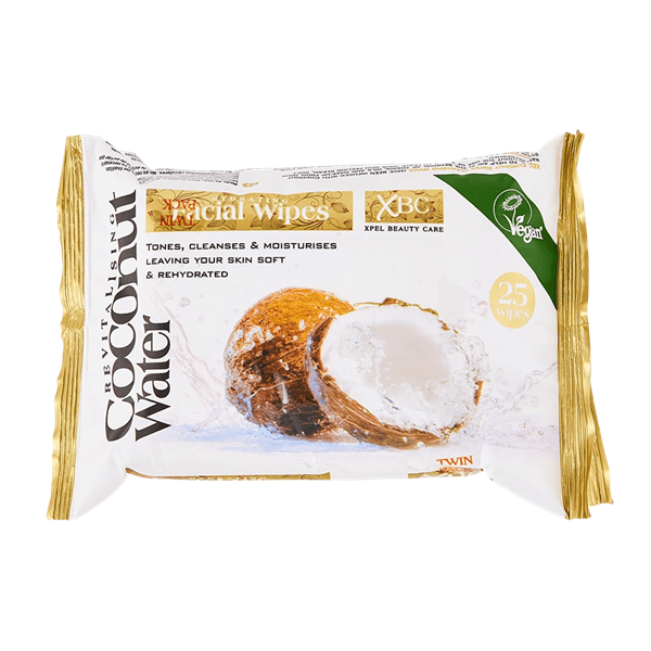 XBC Coconut Water почистващи мокри кърпи за лице, 25 броя – опаковка отпред