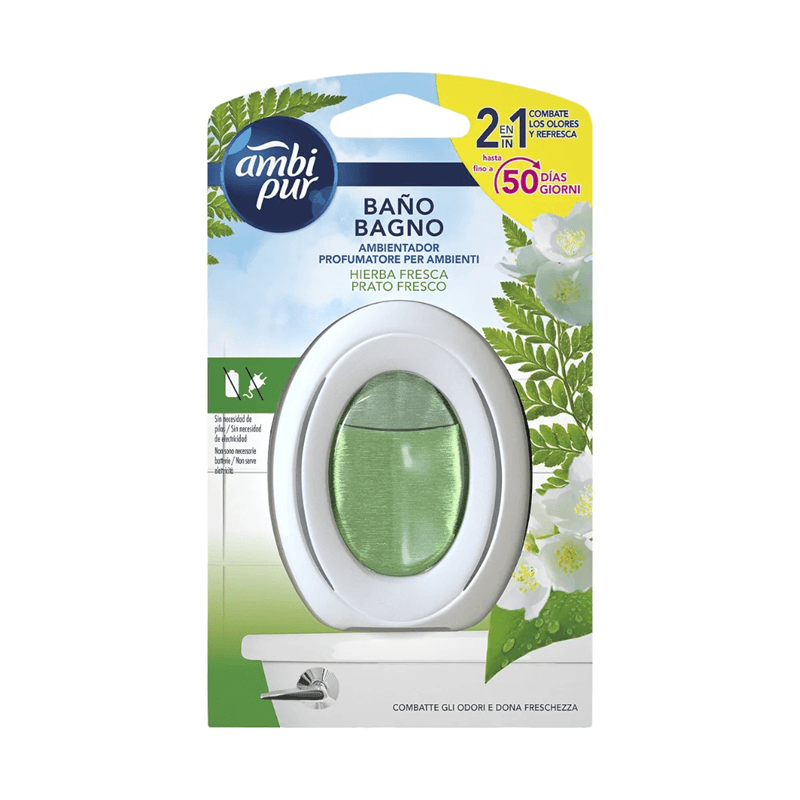 Опаковка на Ambi Pur Baño Hierba Fresca – 7.5 мл