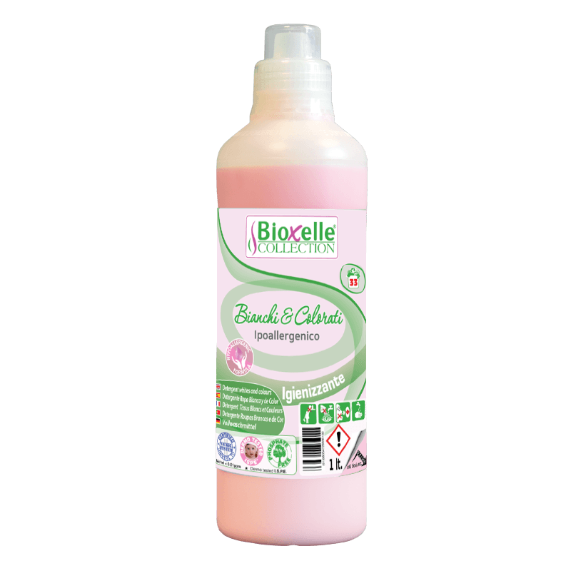 Опаковка и преден изглед на Whites & Colours Hypoallergenic Detergent - 1 L | Хипоалергенен перилен препарат за бели и цветни дрехи