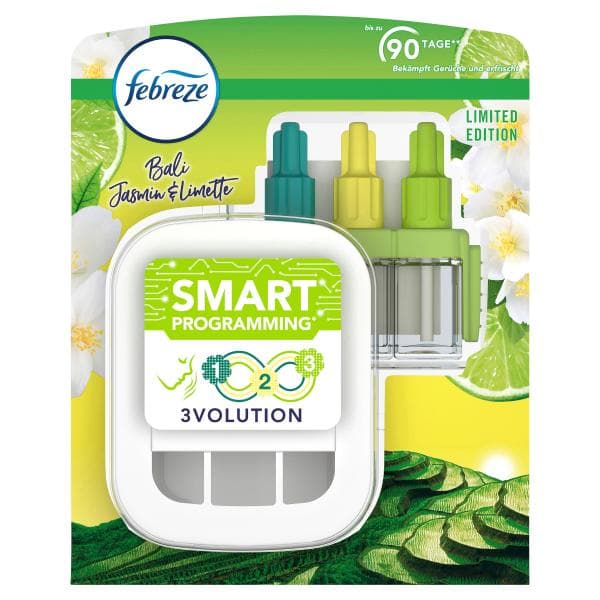 Опаковка на Febreze 3Volution Bali Jasmin & Limette – 20 мл