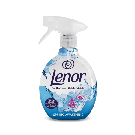 Бутилка Lenor Crease Releaser Spring Awakening – 500 мл, със свеж и цветен дизайн.