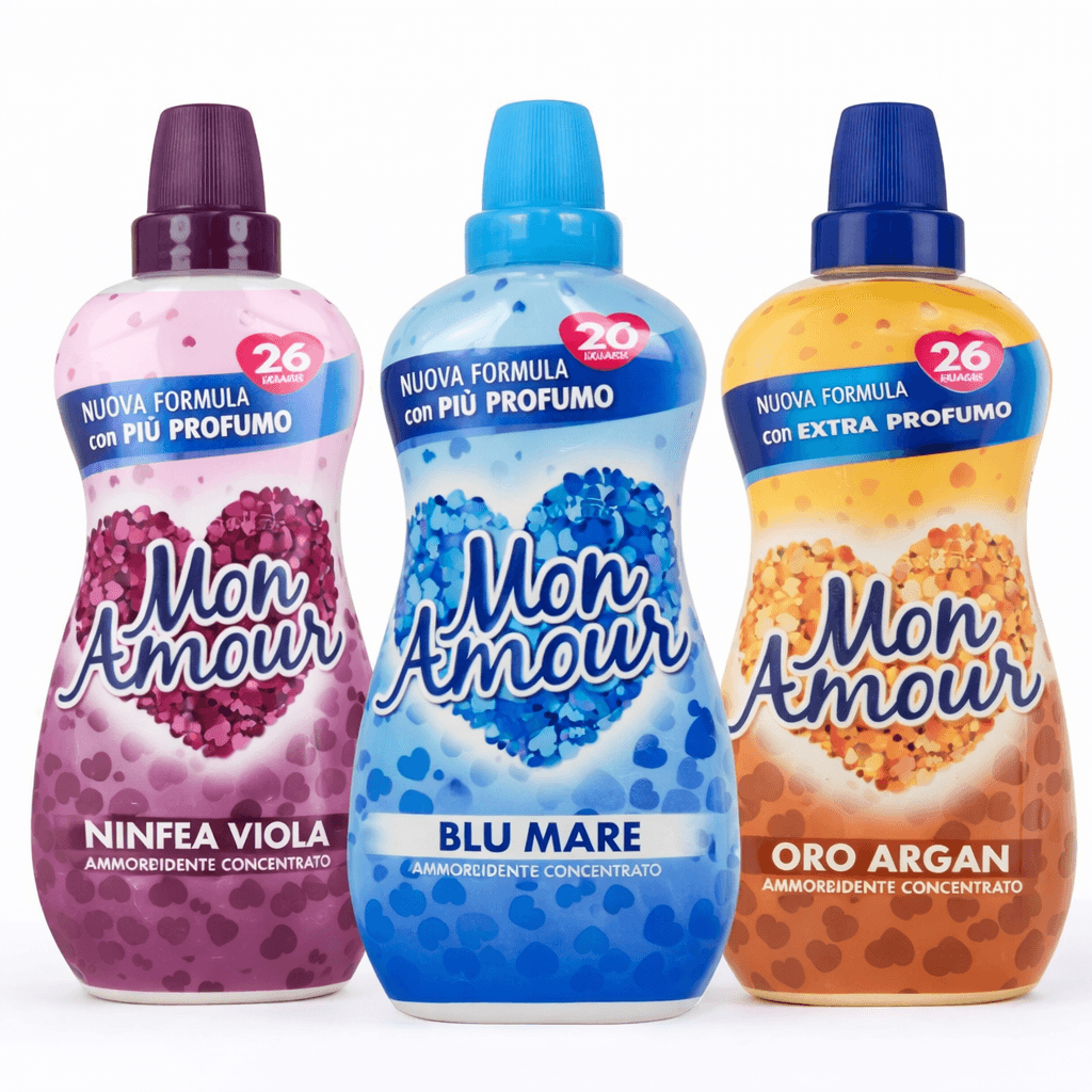 Mon Amour Премиум омекотители за пране– Blu Mare, Oro Argan, Ninfea Viola