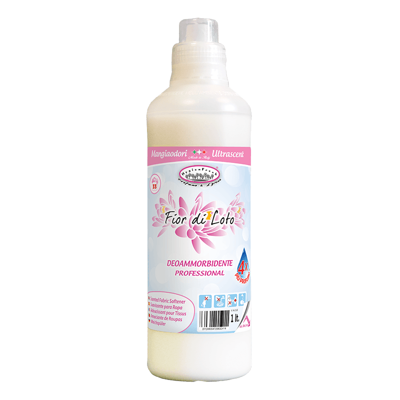 Опаковка и преден изглед на Lotus Flower Softener - 1 L | Професионален aроматизиран омекотител с дълготраен аромат на лотосов цвят