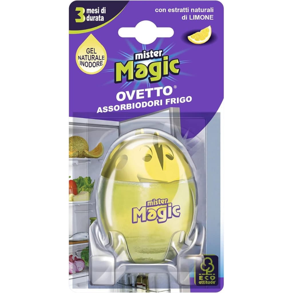 Компактно яйцевидно устройство Mister Magic Ovetto Assorbiodori Limone, с подчертан лимонов мотив.