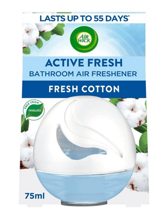 Air Wick Active Fresh Fresh Cotton 75 ml – предна страна на опаковката