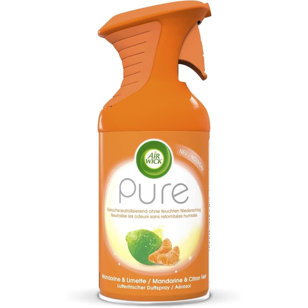 "Air Wick Pure Spray – Agrumi Del Mediterraneo: Предна страна на опаковката, показваща продукта с интензивен цитрусов аромат."