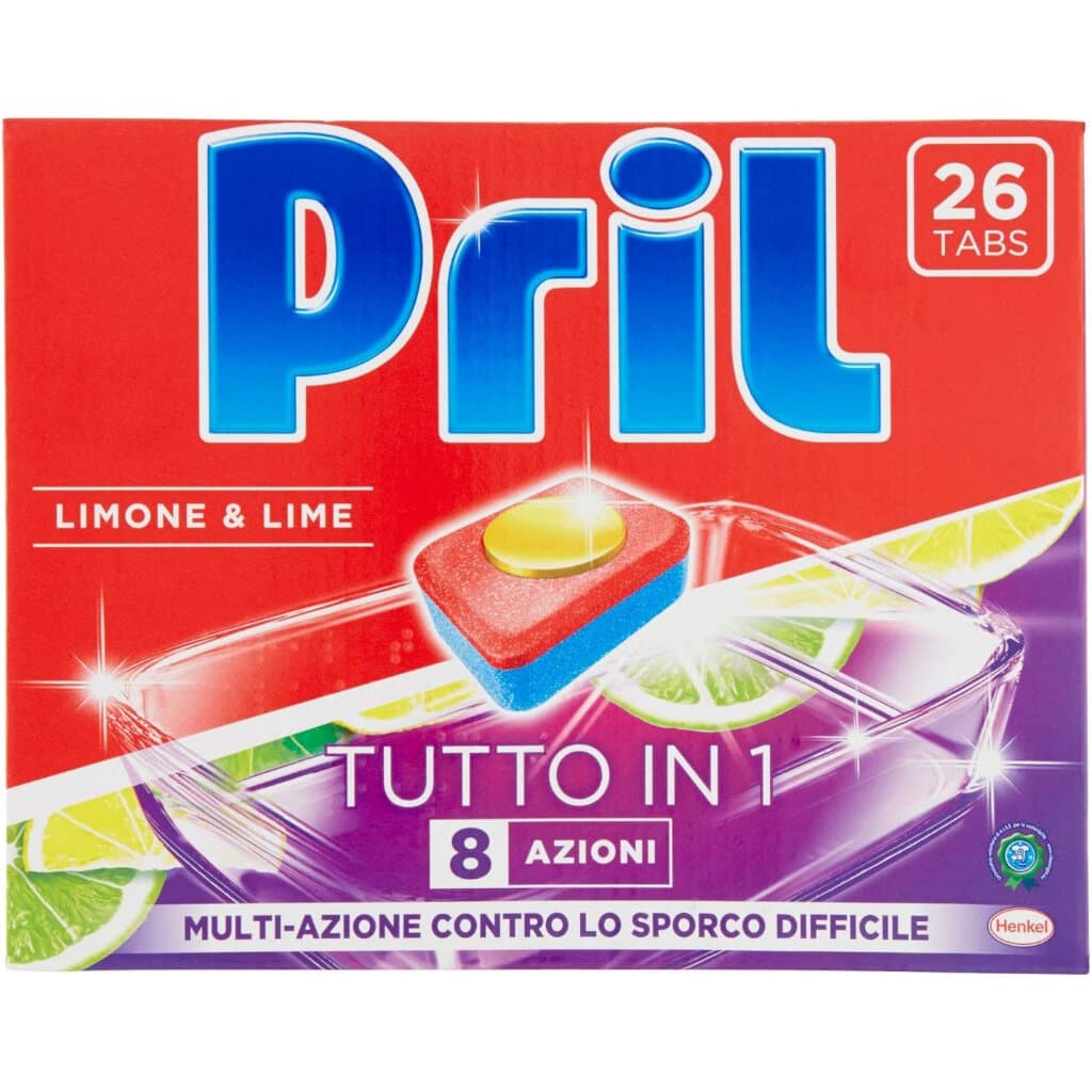 Pril Tutto in 1 Extra Tabs Limone & Lime – 26 таблетки – Преден изглед на опаковката.