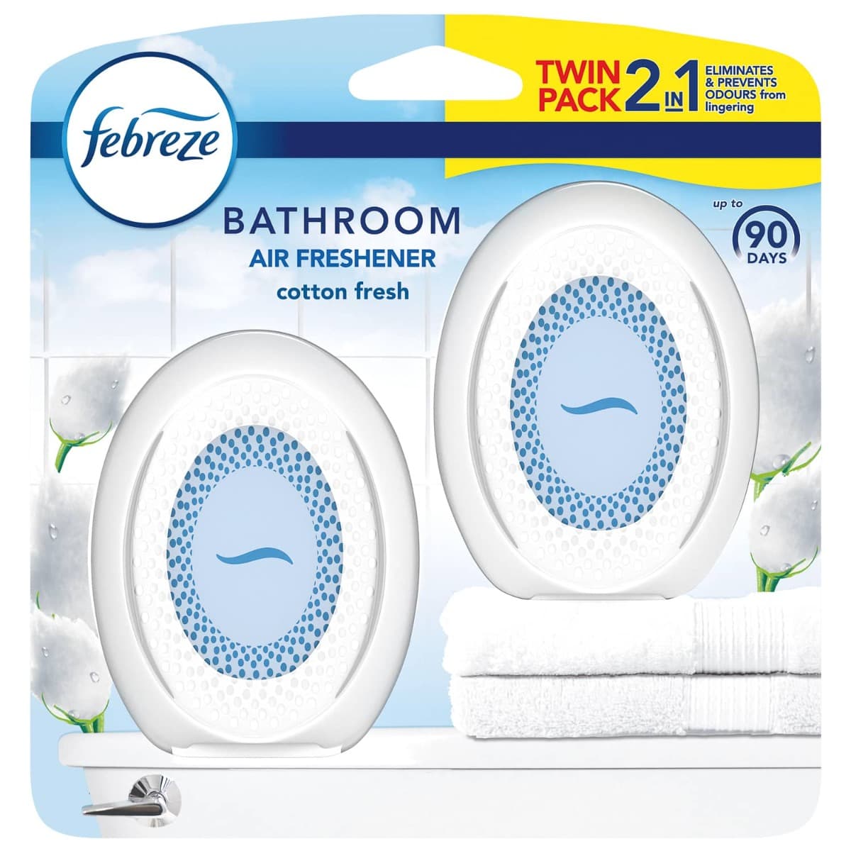 Febreze Bathroom 2-in-1 Cotton Fresh – Twin Pack (опаковка 2 броя)