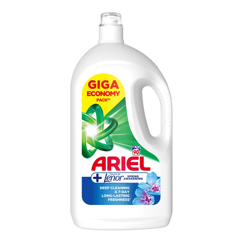 Ariel + Touch of Lenor Spring Awakening течен перилен препарат 4,05 л за 90 пранета