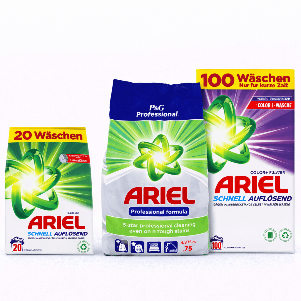 Ariel прах за пране – различни варианти и опаковки