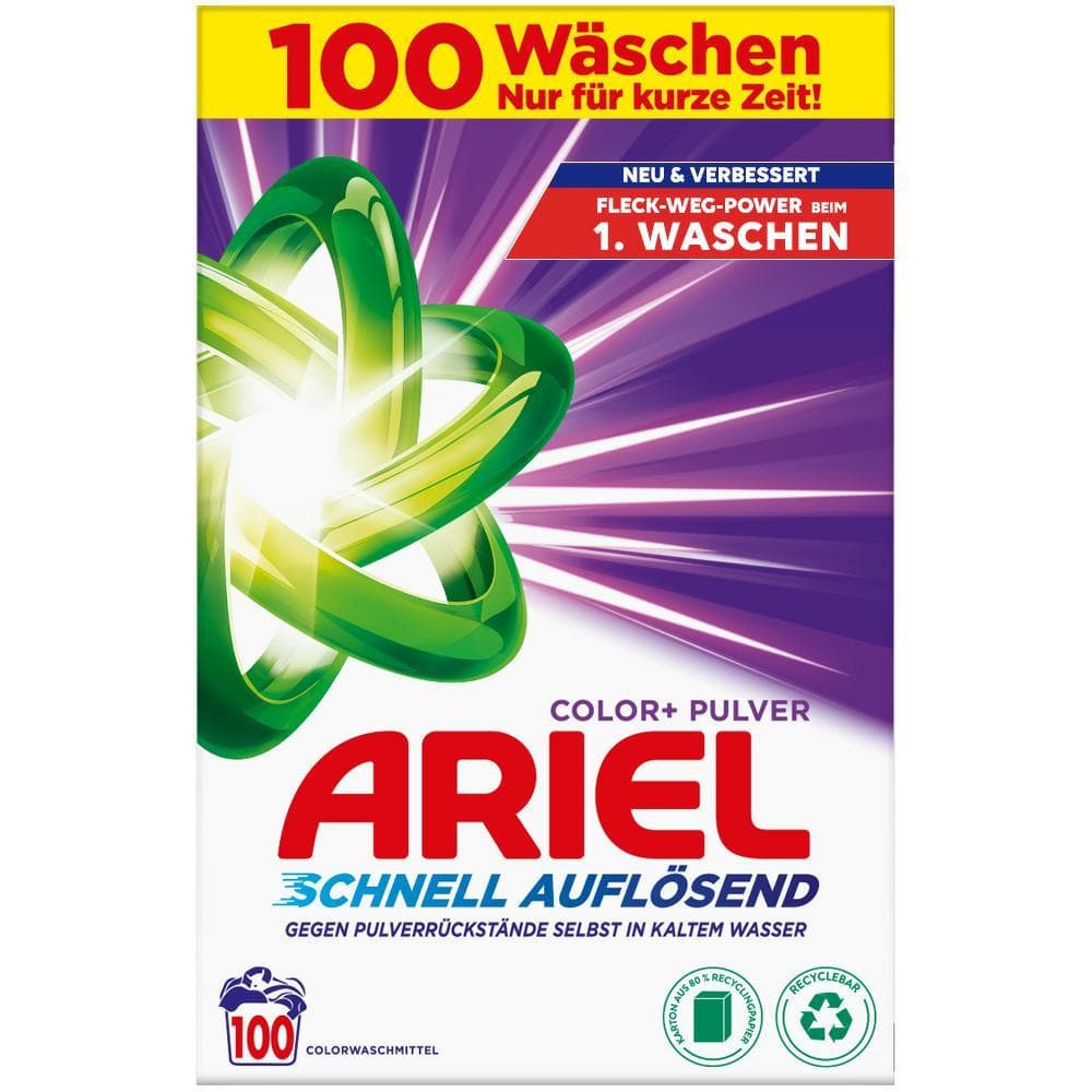 Ariel Color+ прах за пране 6 kg (100 пранета) – бързоразтворим, за цветни тъкани