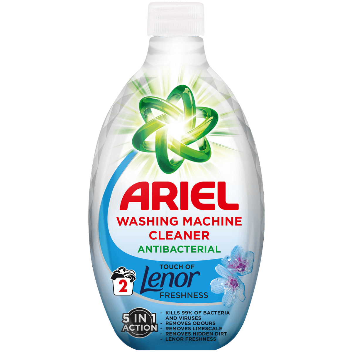 Ariel Washing Machine Cleaner 250 ml с аромат Lenor – предна част на опаковката